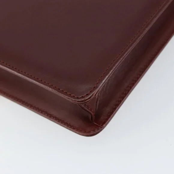 Authentic CARTIER Must Line Shoulder Bag Leather Bordeaux Gold
